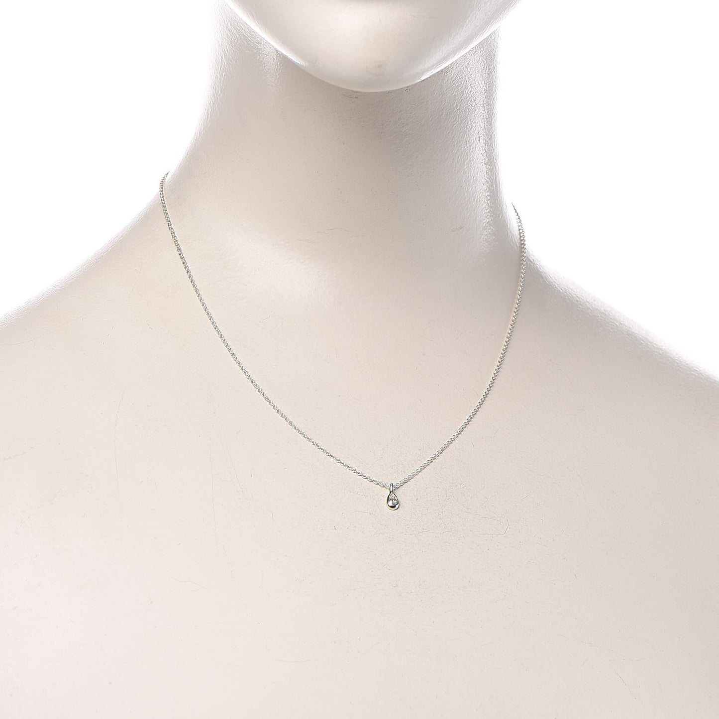 Sterling Silver Diamond .07ct Elsa Peretti Pear Shape Diamonds by the Yard Pear-Shaped Pendant Necklace