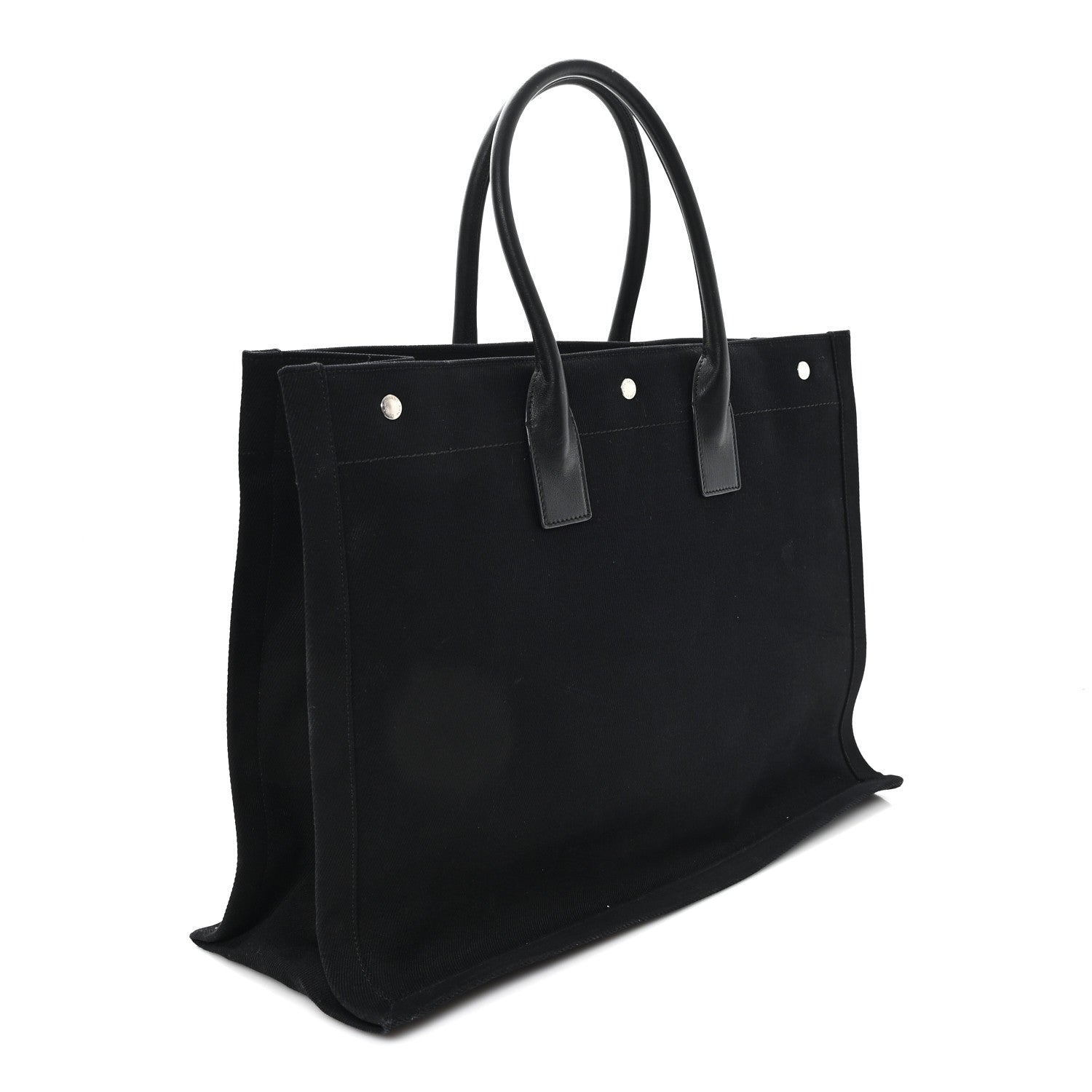 Saint Laurent Linen Calfskin Rive Gauche Tote Black 2 of 9