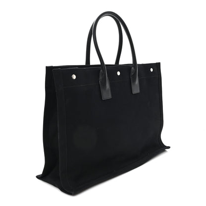 Saint Laurent Linen Calfskin Rive Gauche Tote Black 2 of 9