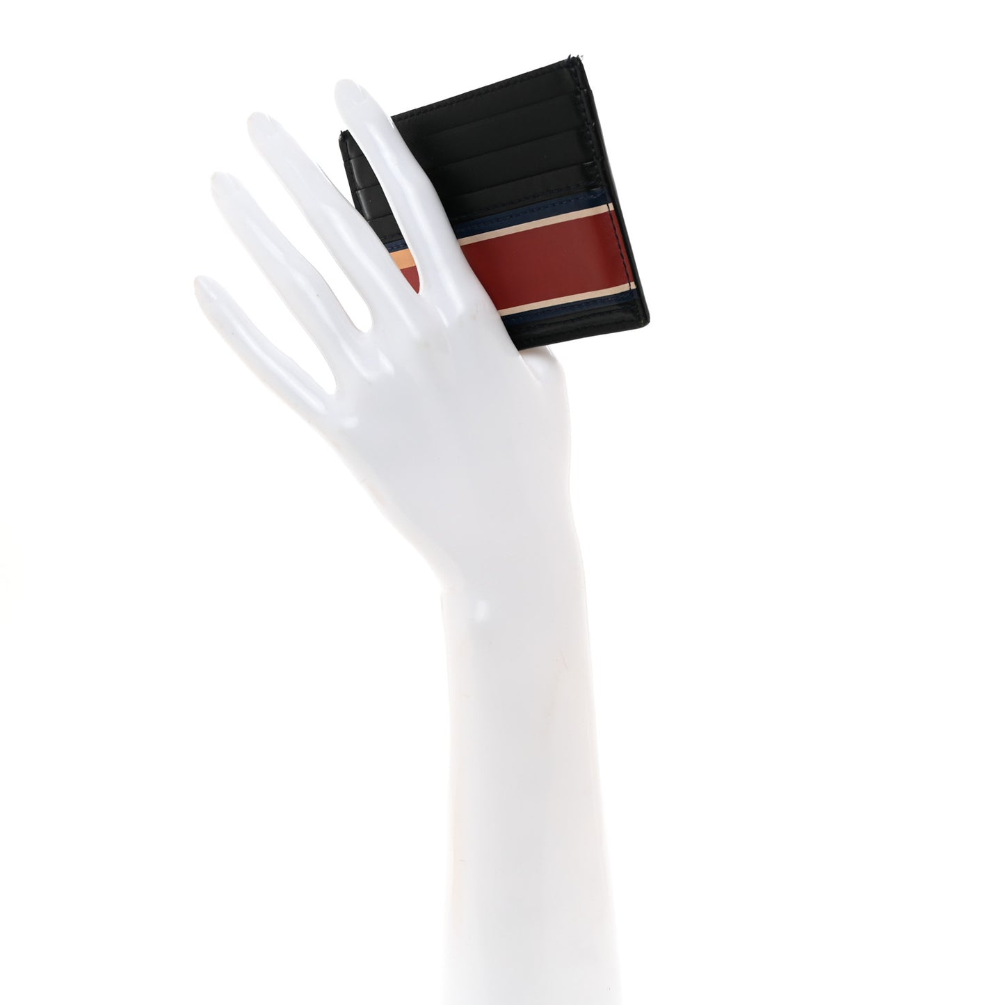 Vitello Stripe FF Card Holder Navy Multicolor