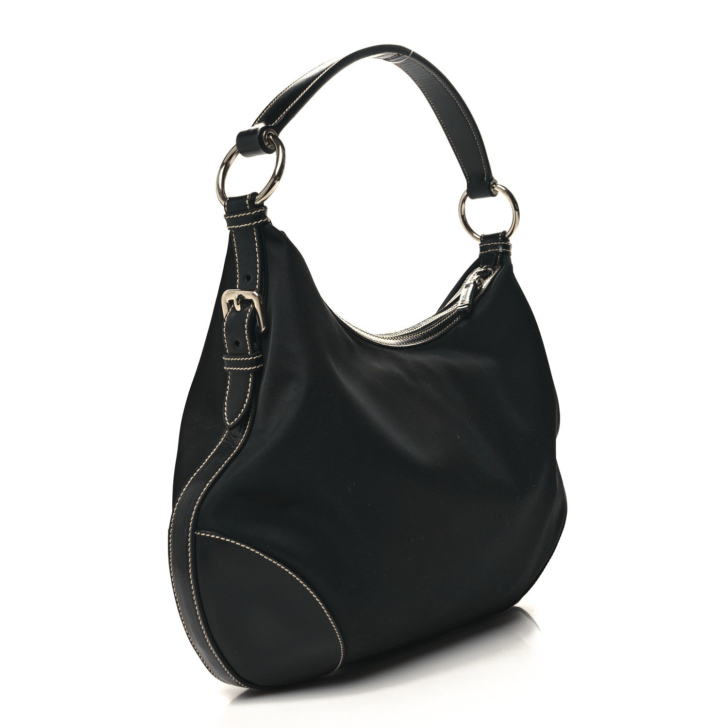 Prada Tessuto Nylon Saffiano Hobo Black 3 of 11