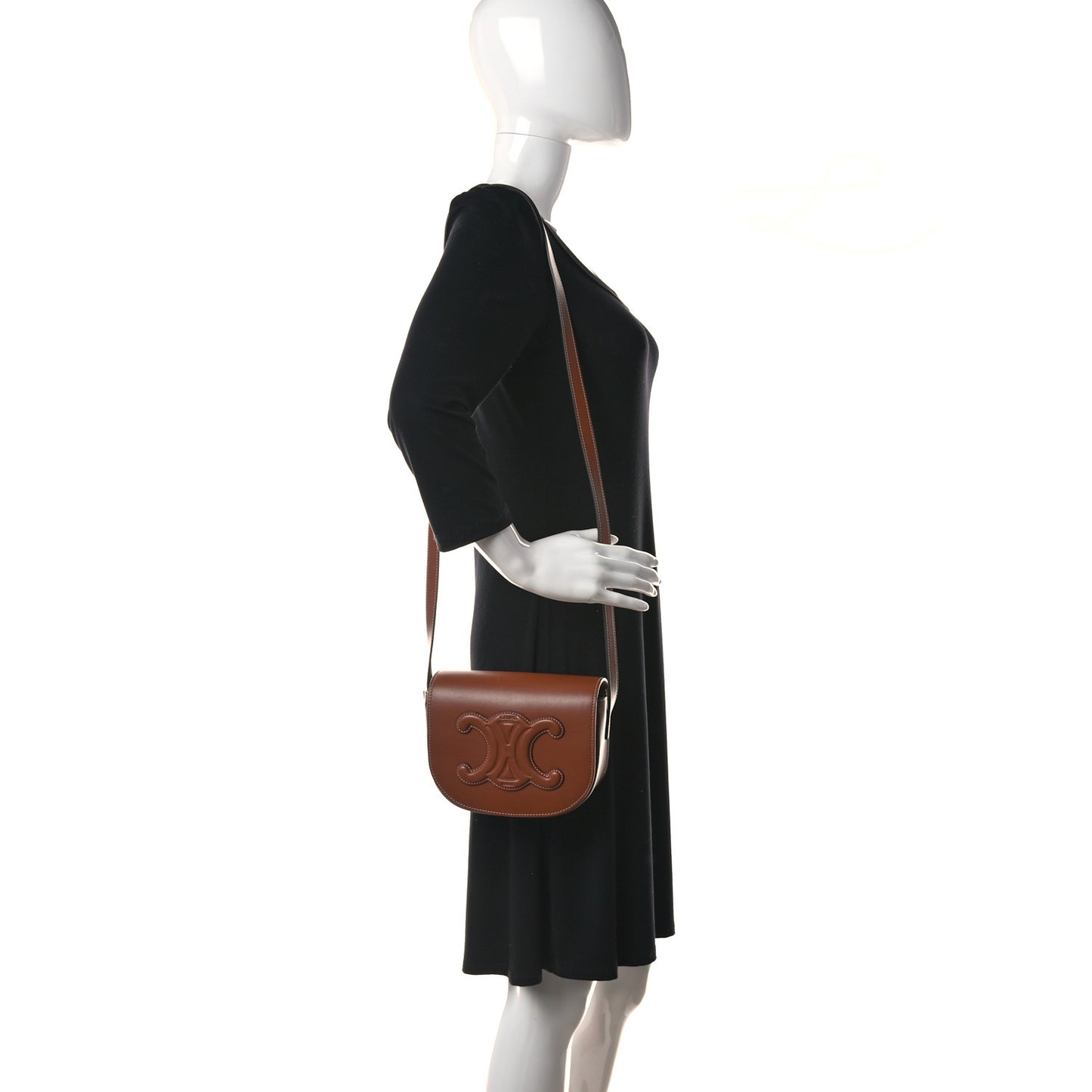 Smooth Calfskin Cuir Triomphe Folco Crossbody Bag Tan