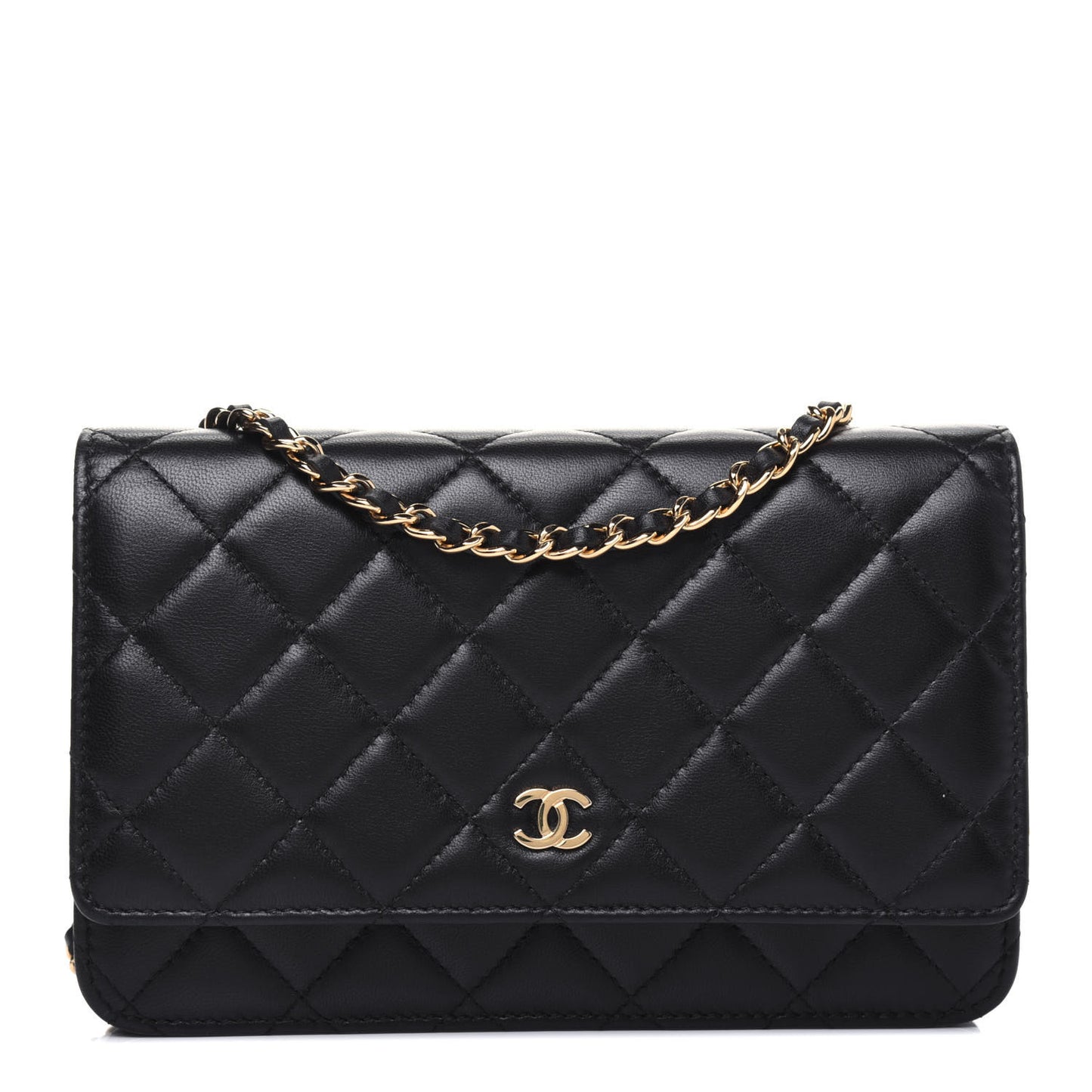 Lambskin Quilted Wallet On Chain WOC Black