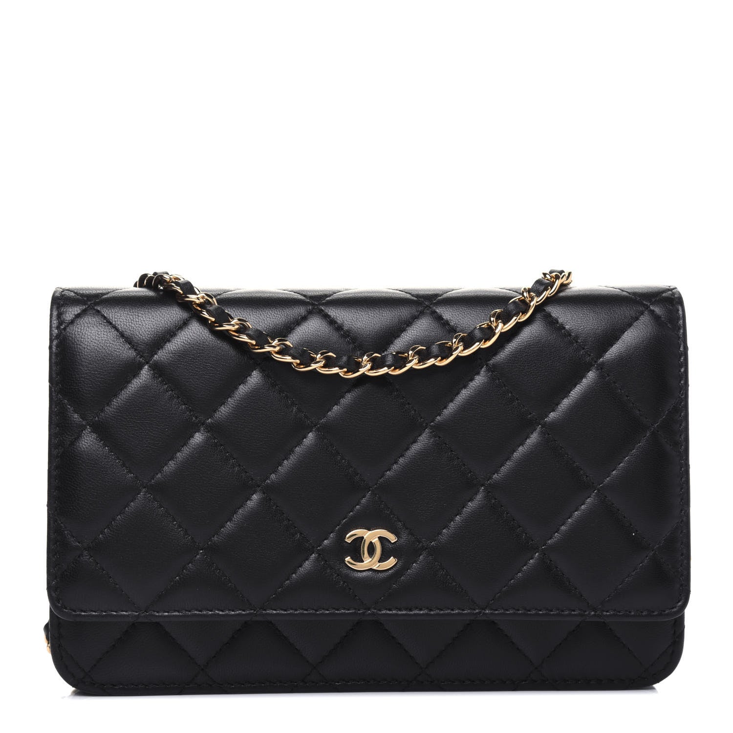 Chanel Lambskin Quilted Wallet On Chain WOC Black 1 of 15