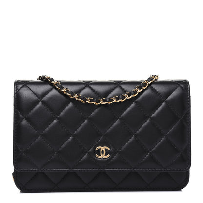 Chanel Lambskin Quilted Wallet On Chain WOC Black 1 of 15