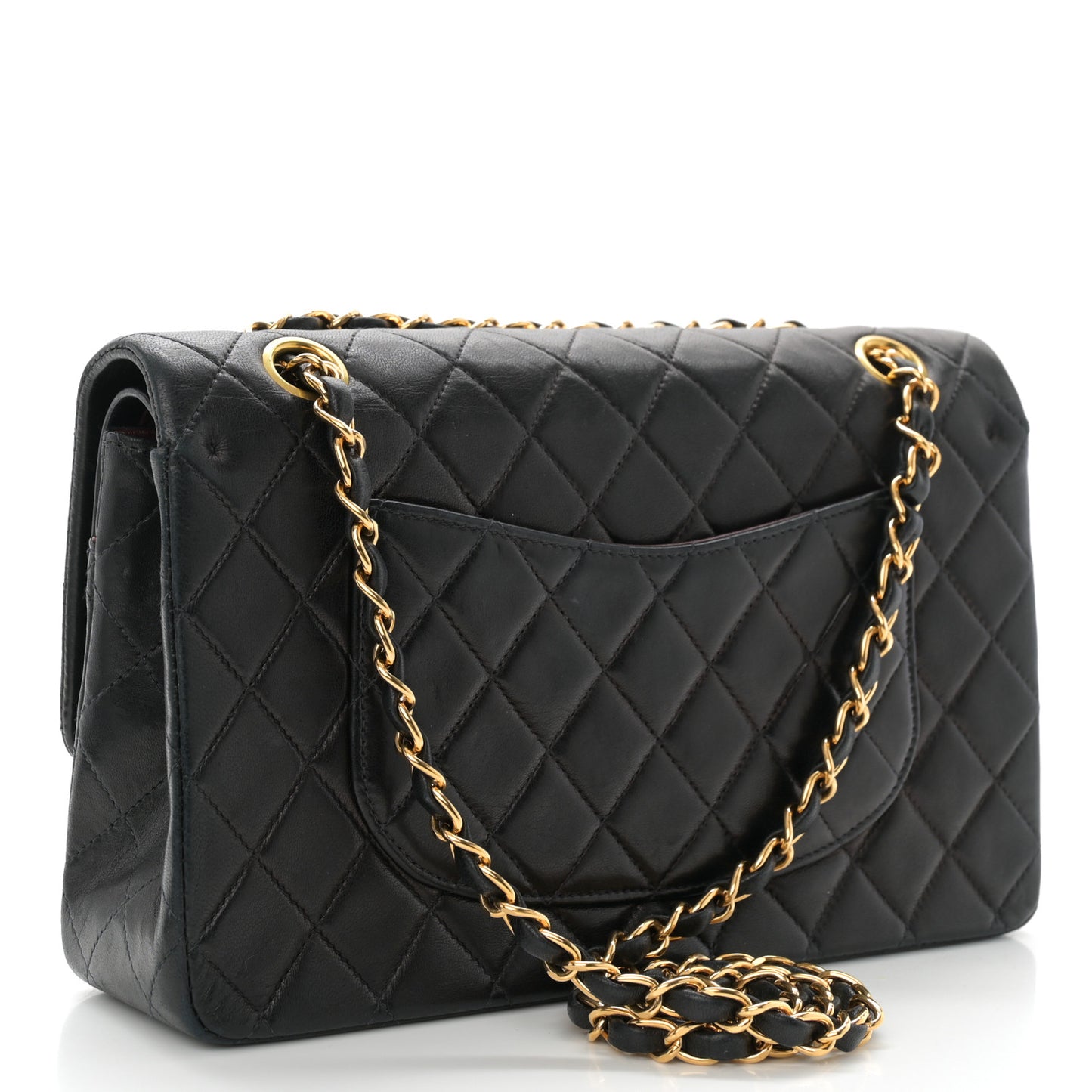 Lambskin Quilted Medium Double Flap Black