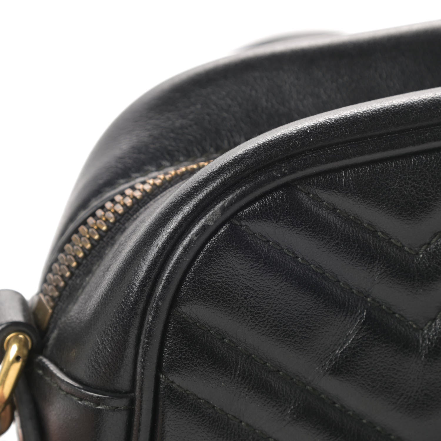Gucci Calfskin Matelasse Small GG Marmont Chain Shoulder Bag Black 15 of 19