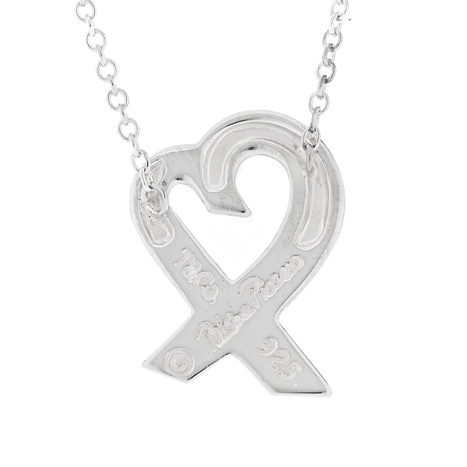 Tiffany Sterling Silver Paloma Picasso Loving Heart Pendant Necklace 5 of 5