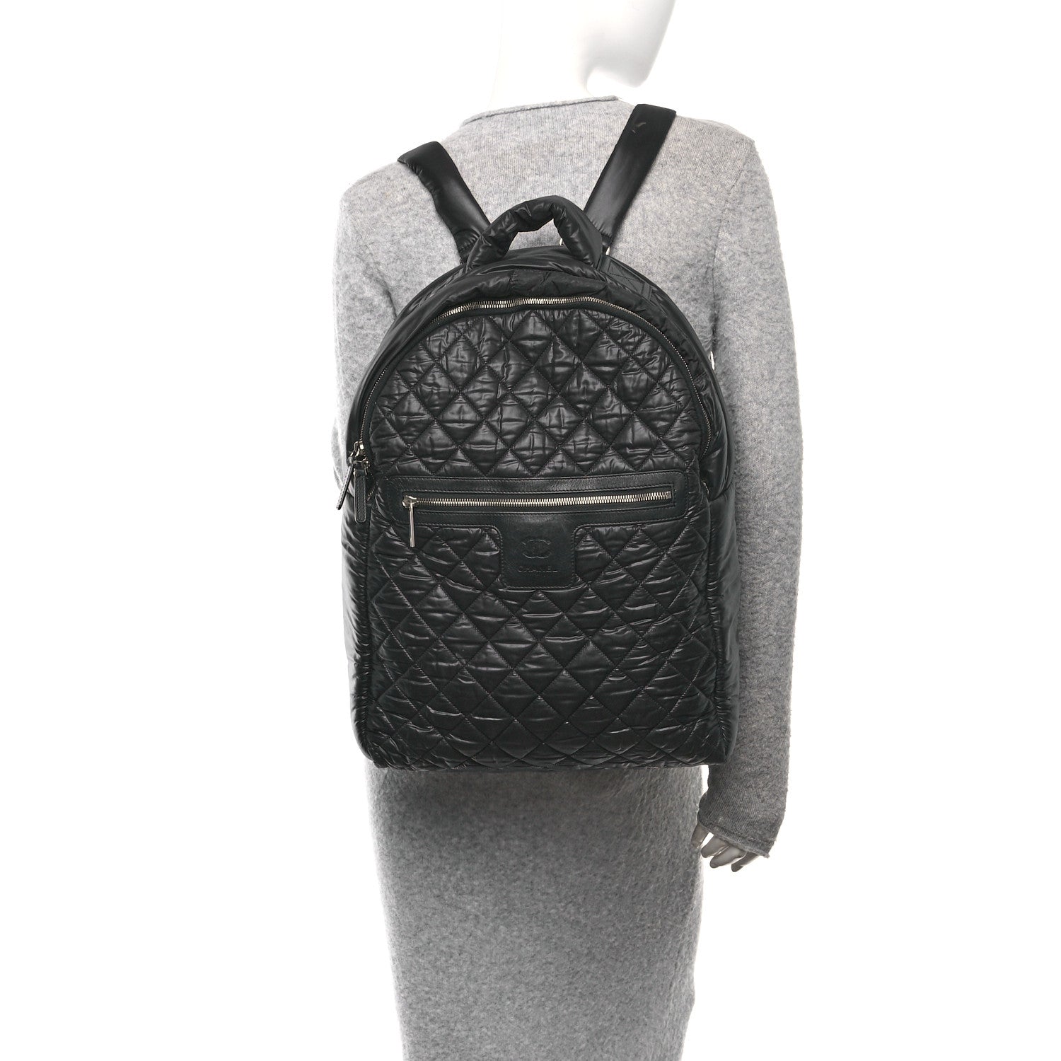 Chanel Nylon Quilted Coco Cocoon Backpack Black 2 of 14