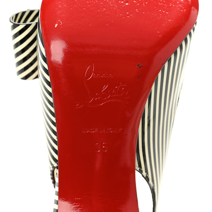 Christian Louboutin Patent Stripes Clare Nodo 80 Pumps 35 Black White 8 of 11