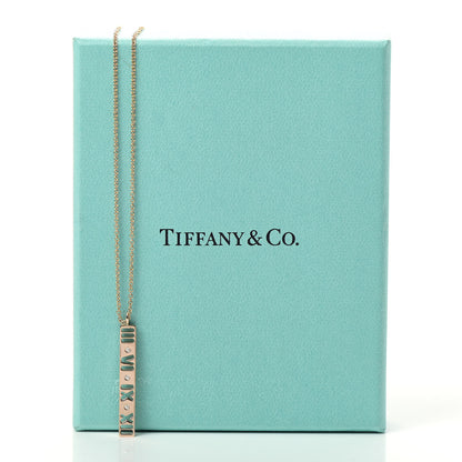 Tiffany 18K Rose Gold Diamond Atlas Bar Pendant Necklace 6 of 6