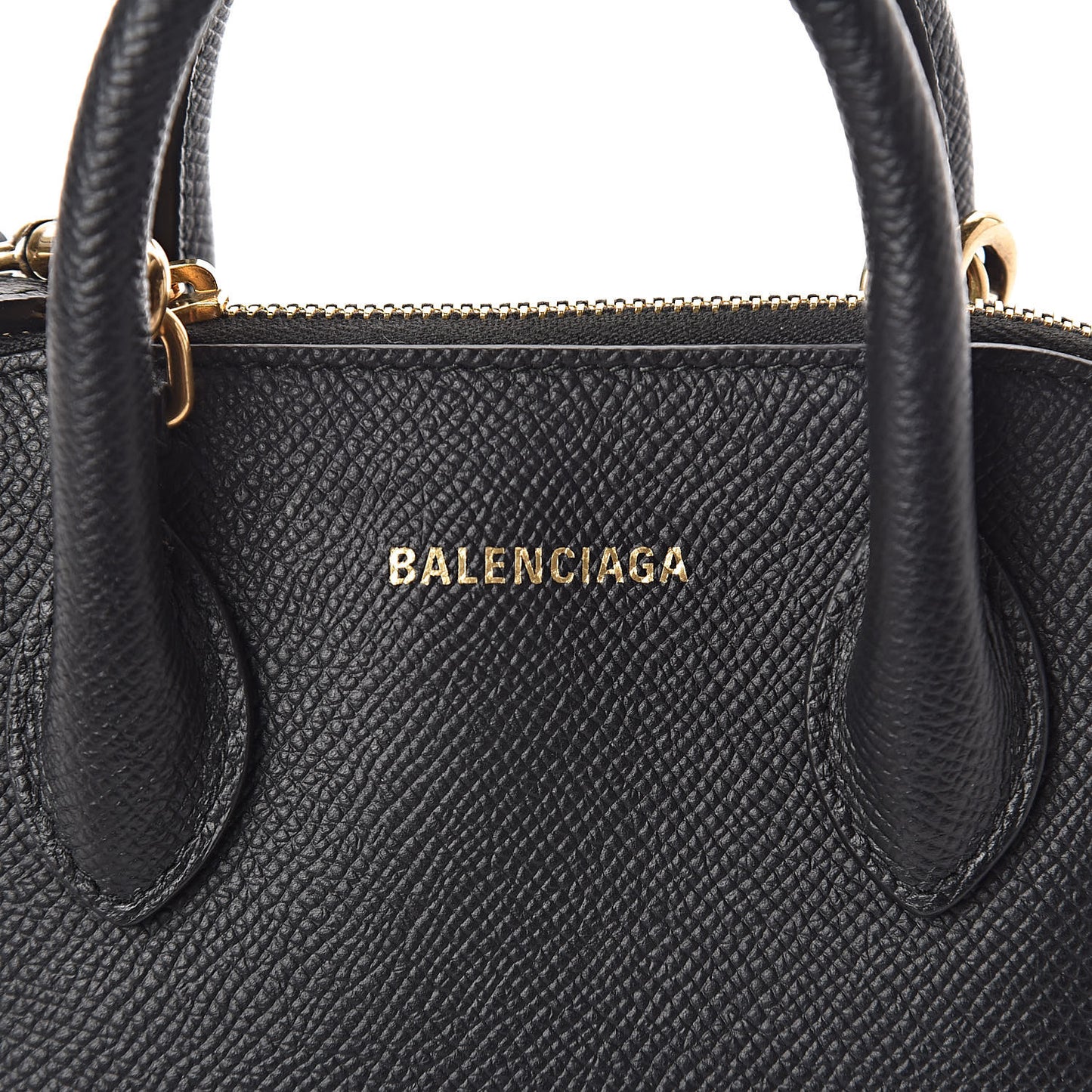 Signature Grained Calfskin XXS Ville Top Handle Bag Black White