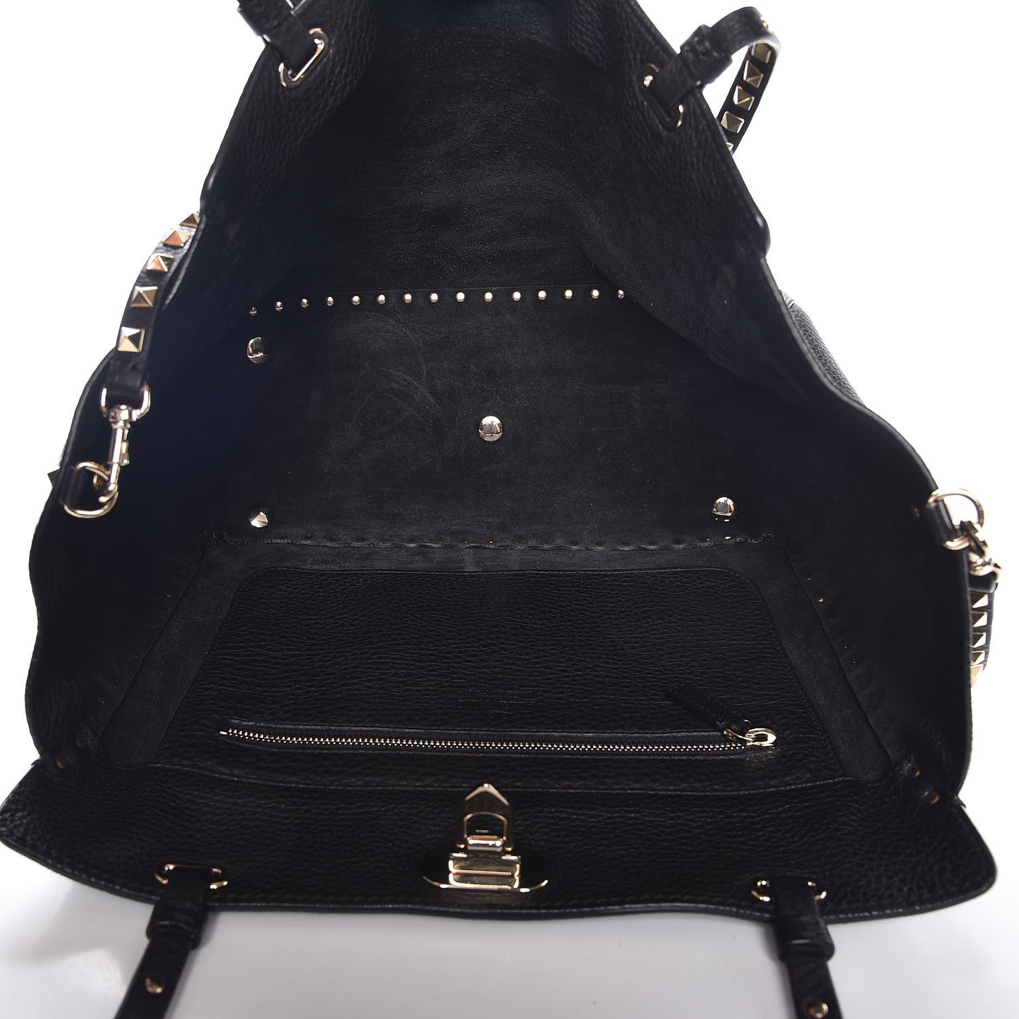 Alce Printed Calfskin Medium Rockstud Tote Black