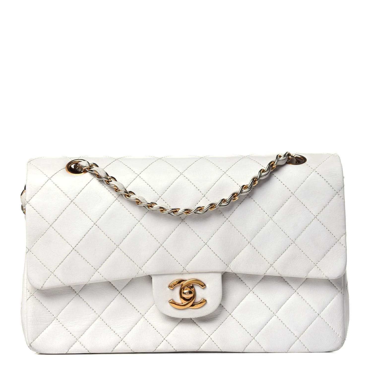 Chanel Lambskin Quilted Medium Double Flap White 1 of 17