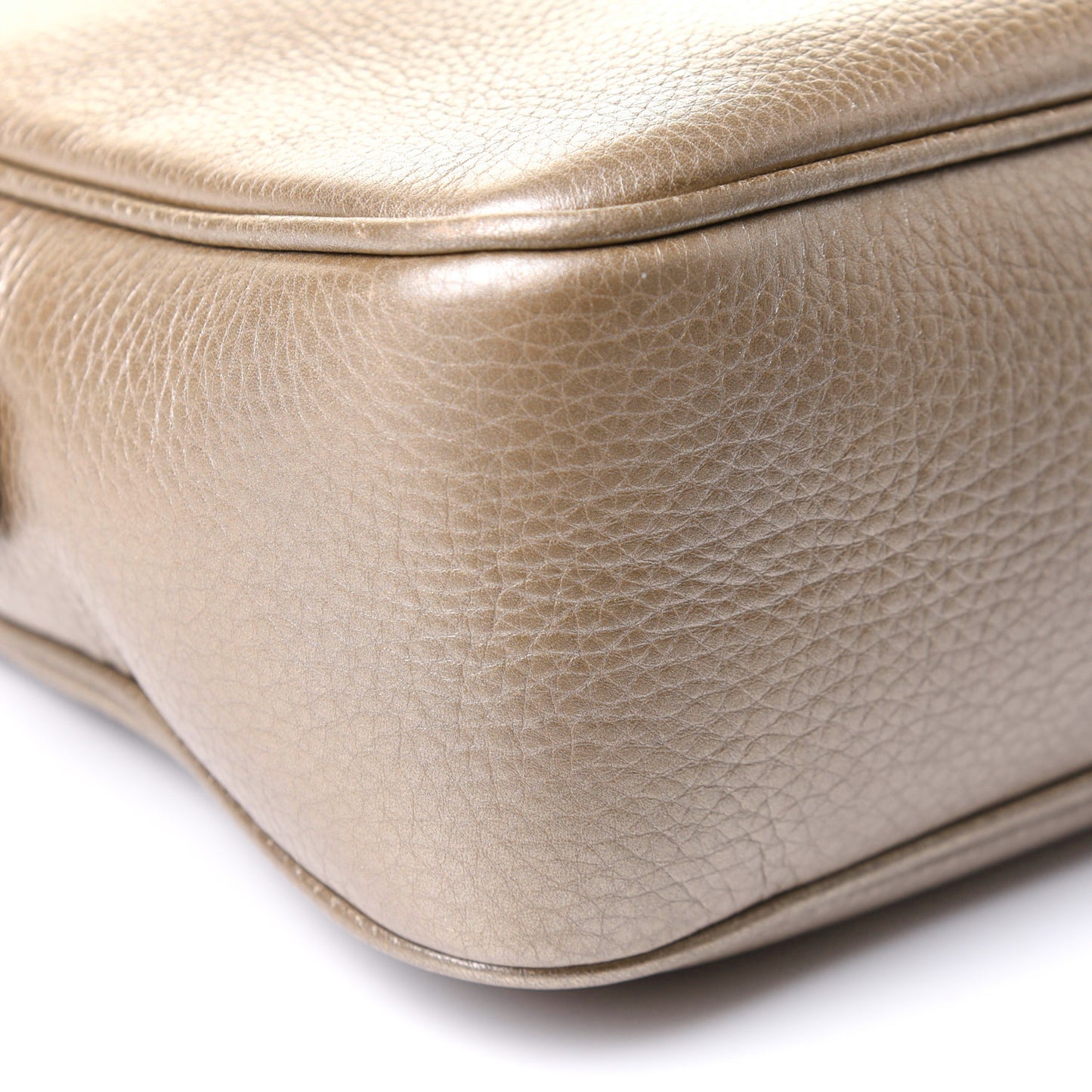 Metallic Pebbled Calfskin Small Soho Bowler Golden Beige