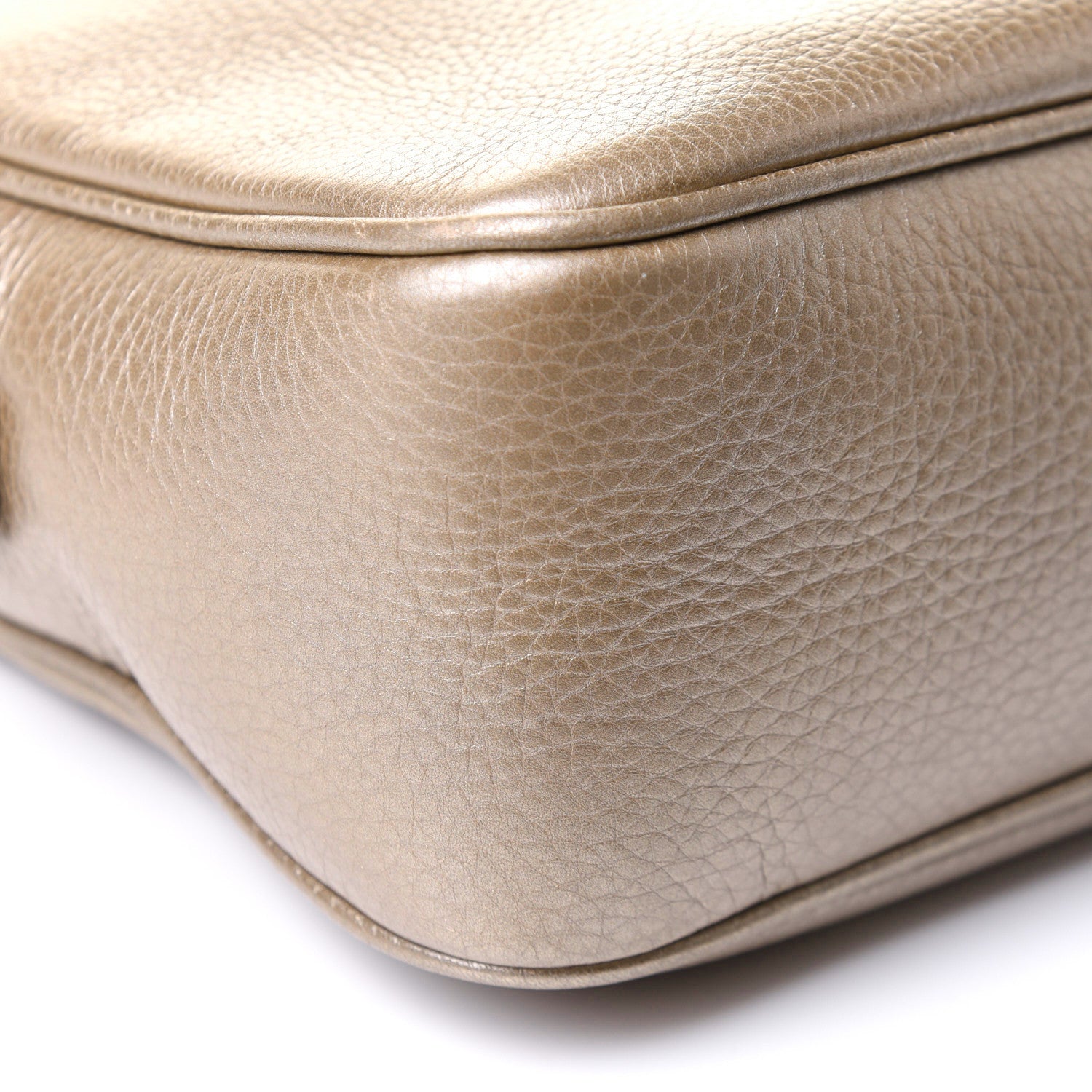 Gucci Metallic Pebbled Calfskin Small Soho Bowler Golden Beige 9 of 11