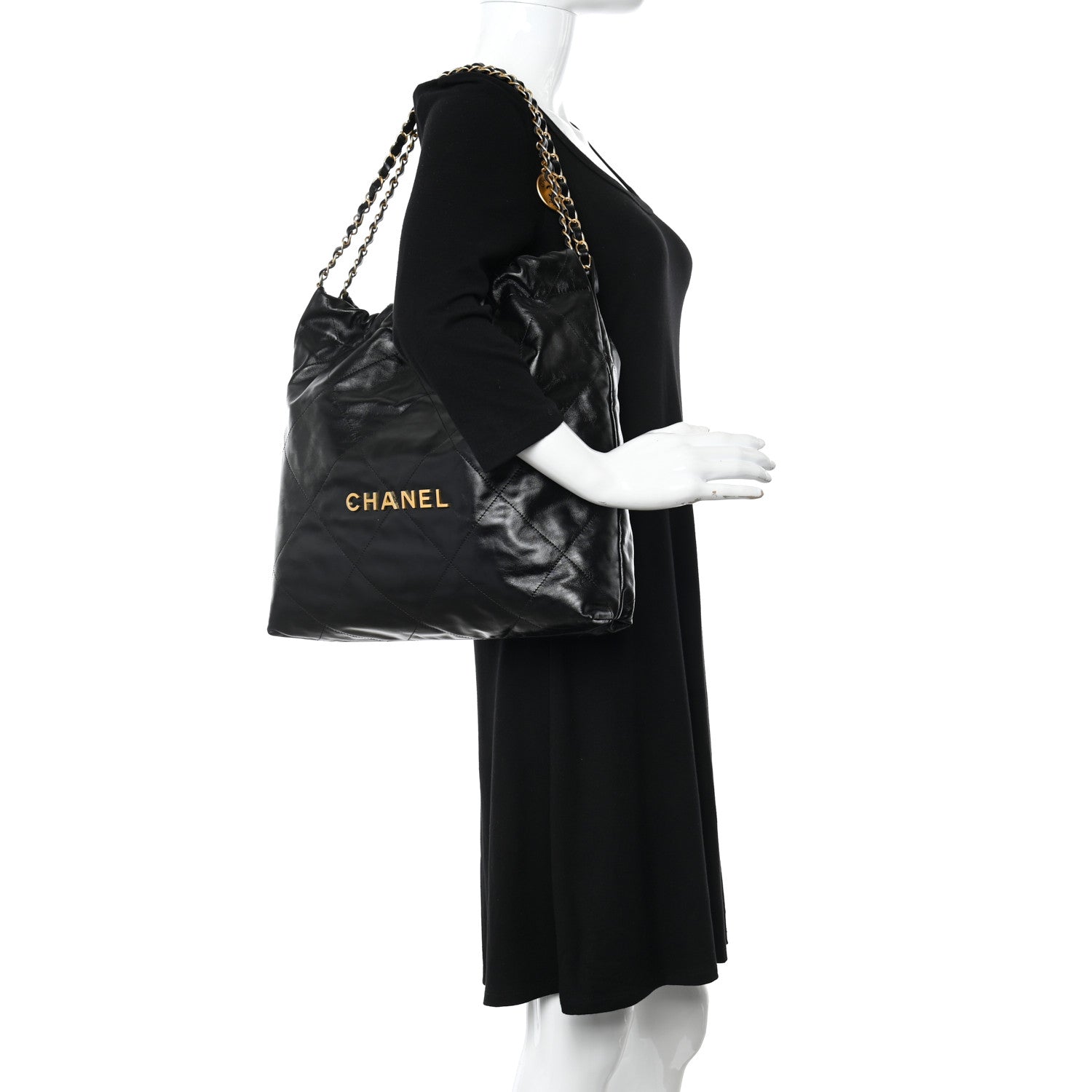 Chanel Shiny Calfskin Quilted Chanel 22 Black 2 of 11