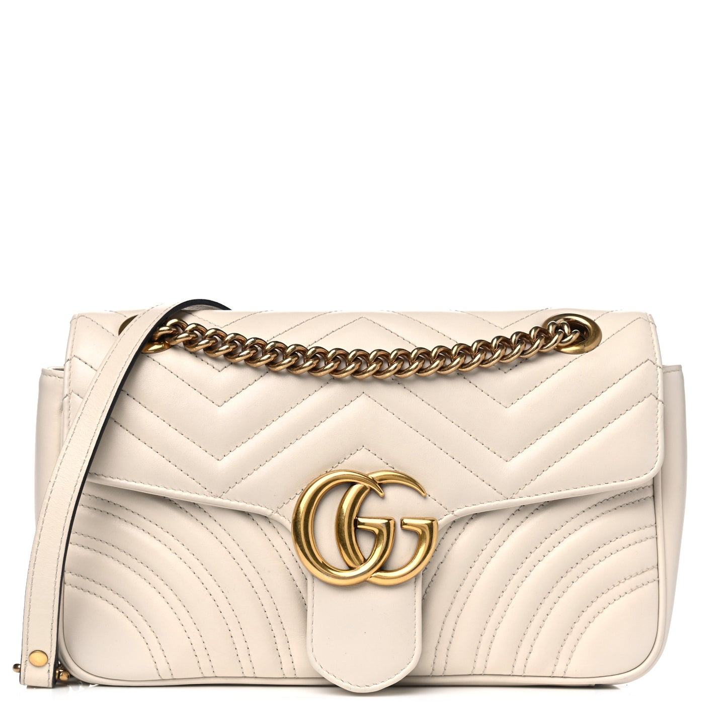 Calfskin Matelasse Small GG Marmont Shoulder Bag White