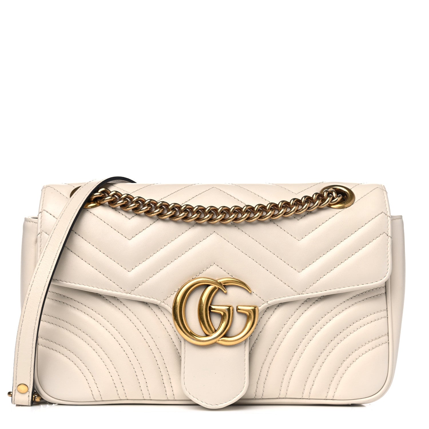Gucci Calfskin Matelasse Small GG Marmont Shoulder Bag White 1 of 5
