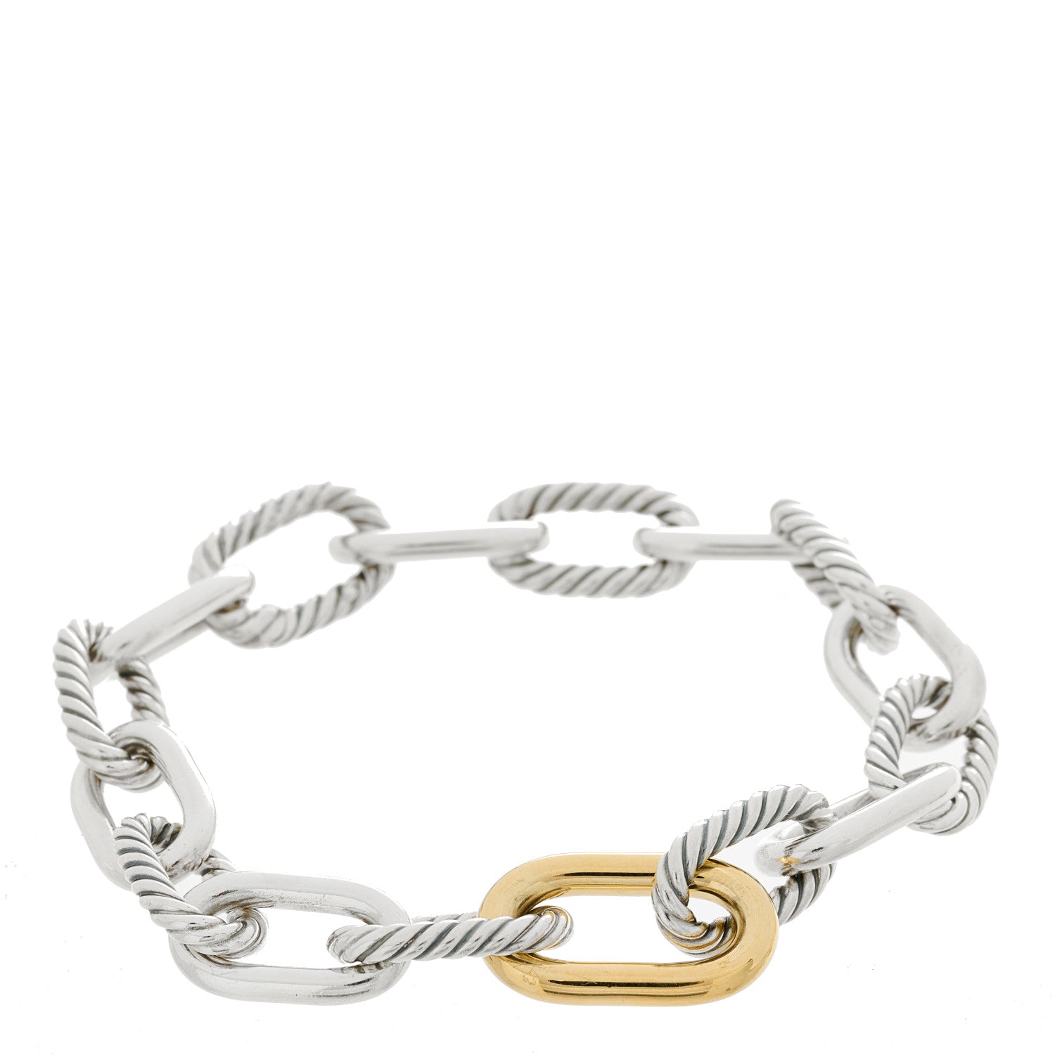 David Yurman Sterling Silver 18K Yellow Gold 11mm Madison Chain Bracelet 1 of 3