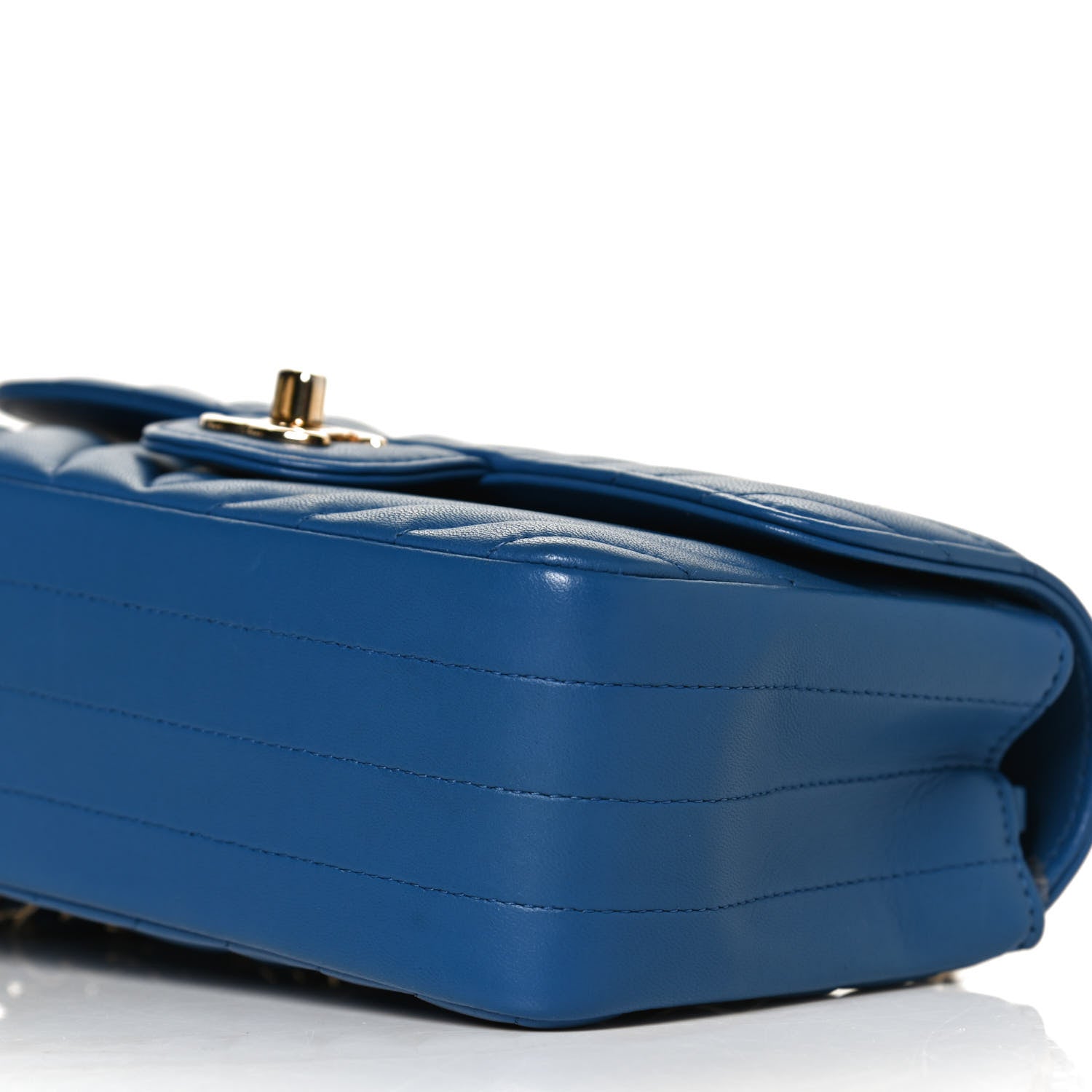 Chanel Lambskin Chevron Quilted Mini Rectangular Flap Blue 10 of 13