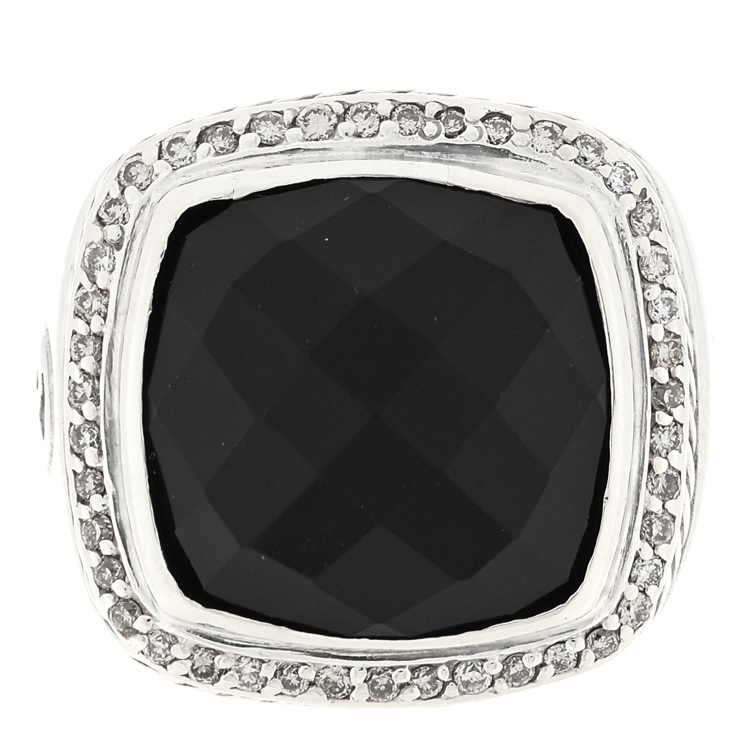 David Yurman Sterling Silver Diamond Black Onyx 14mm Albion Statement Ring 53 6.5 1 of 4