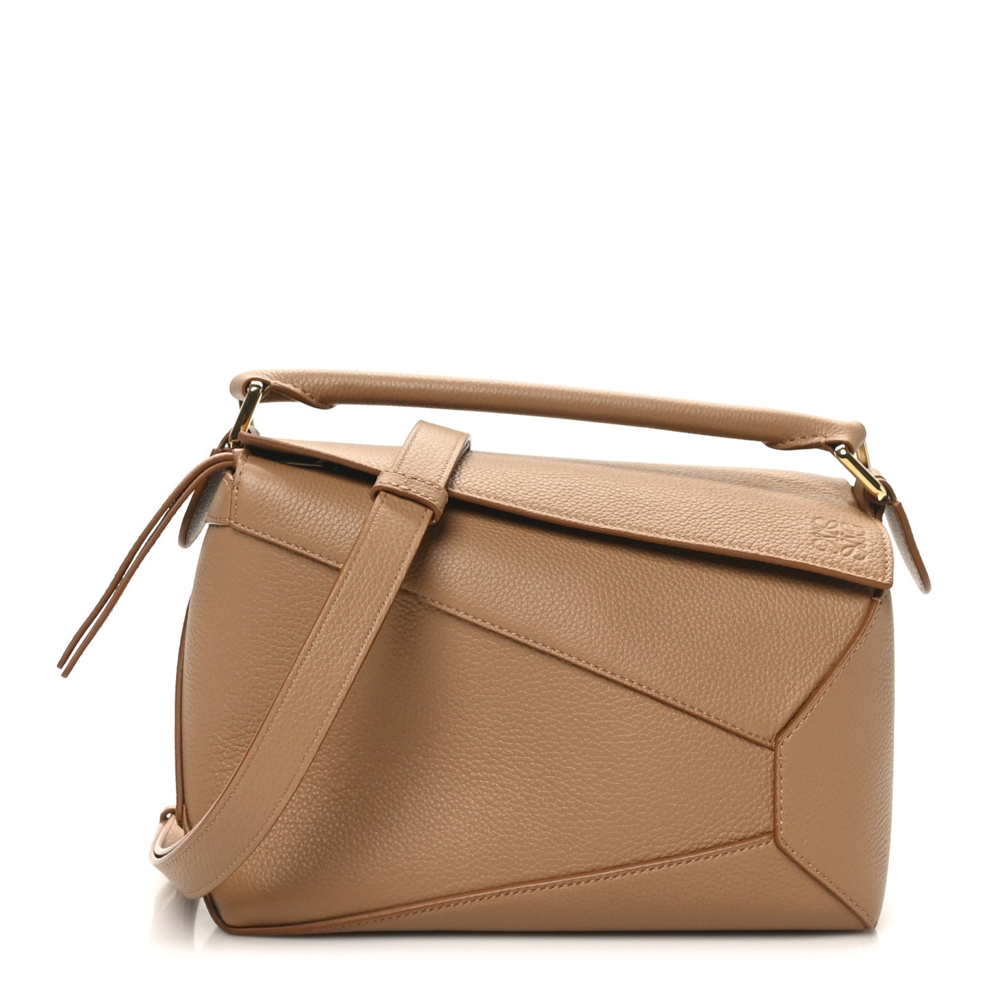 Grained Calfskin Small Puzzle Edge Bag Toffee