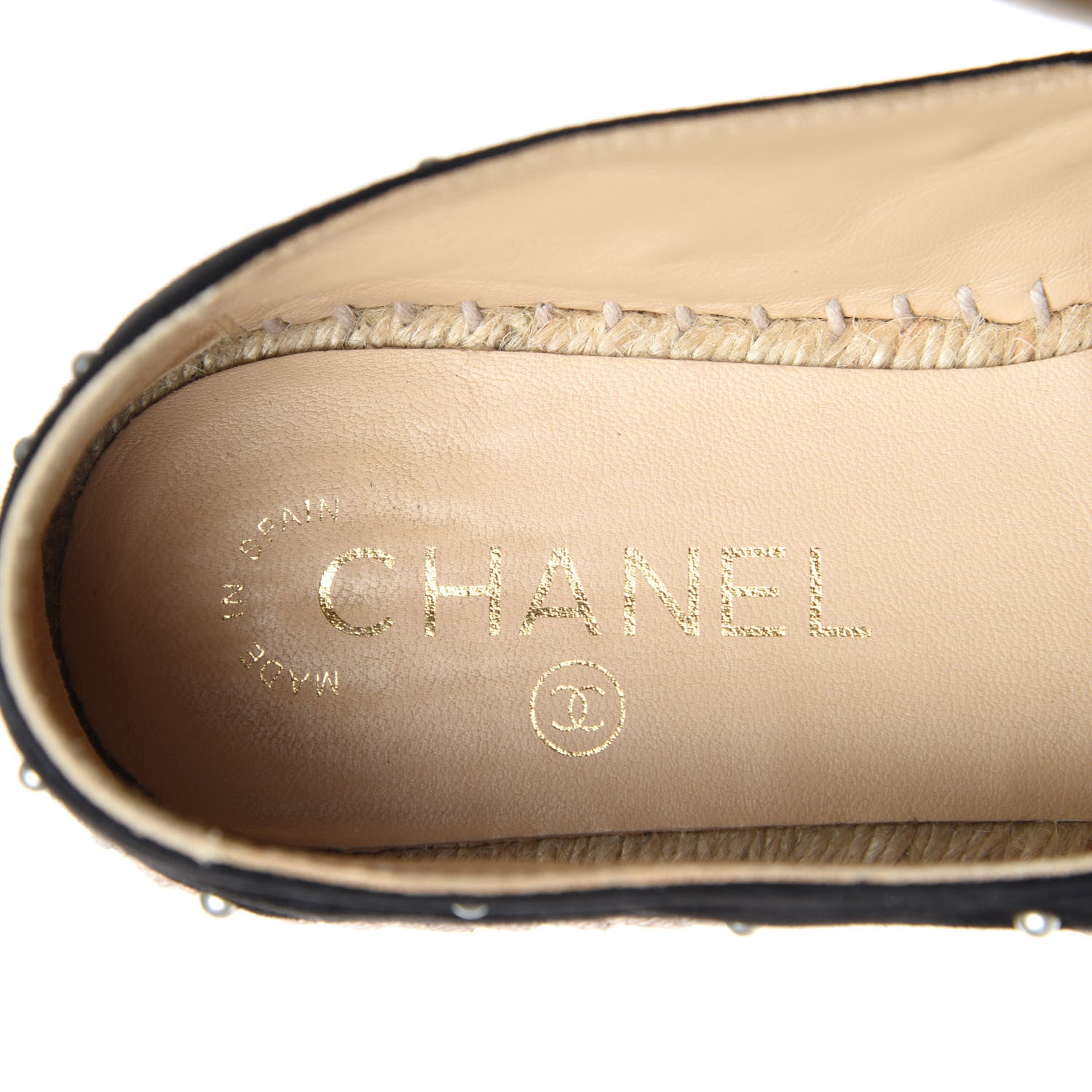 Chanel Suede Pearl CC Espadrilles 38 Black 9 of 10