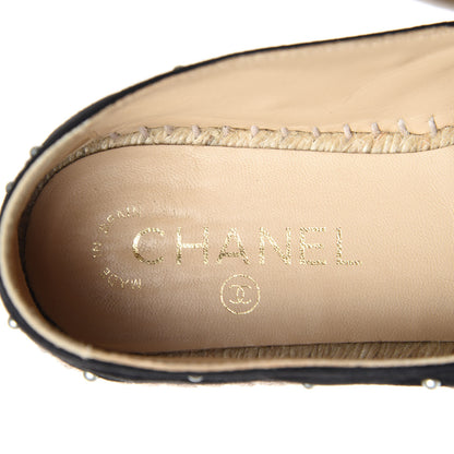 Chanel Suede Pearl CC Espadrilles 38 Black 9 of 10