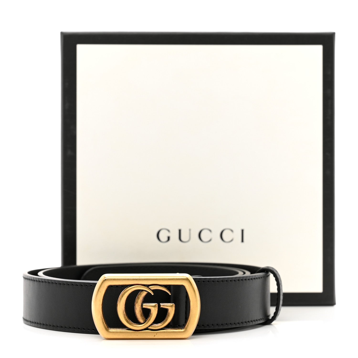 Gucci Calfskin Framed Double G Belt 95 38 Black 4 of 4