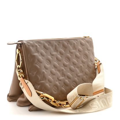 Louis Vuitton Lambskin Embossed Monogram Coussin MM  Taupe 3 of 9