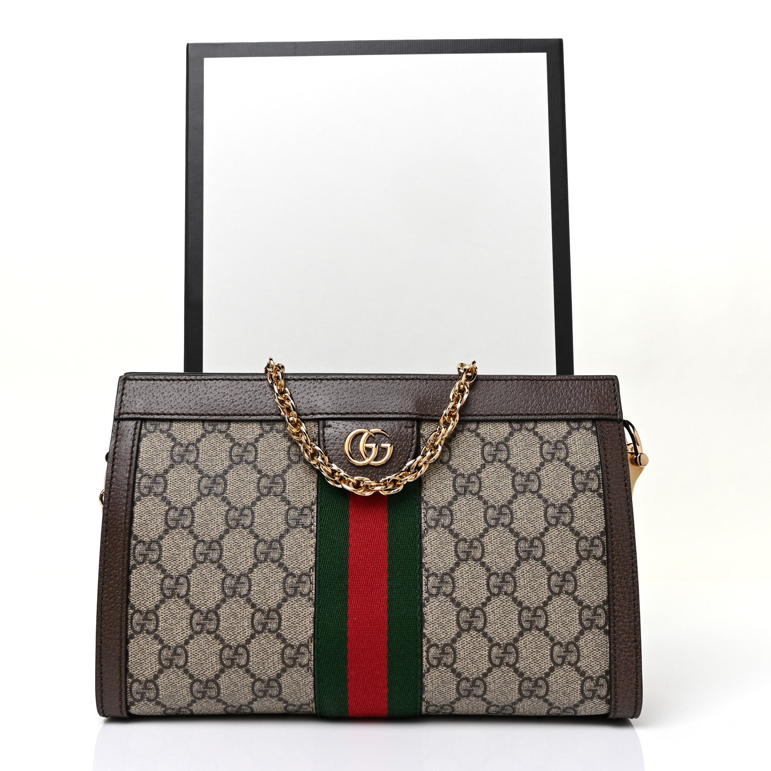 Gucci GG Supreme Monogram Web Small Ophidia Chain Shoulder Bag Brown 10 of 10