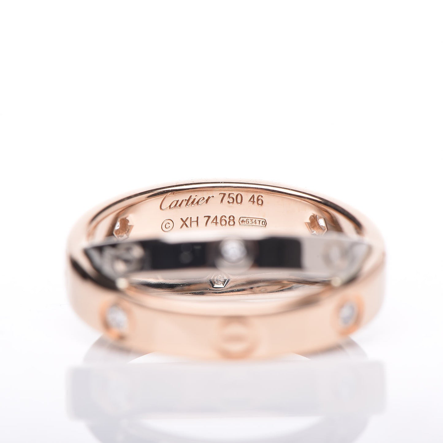 18K Pink White Gold 6 Diamonds LOVE Ring 46 3.75