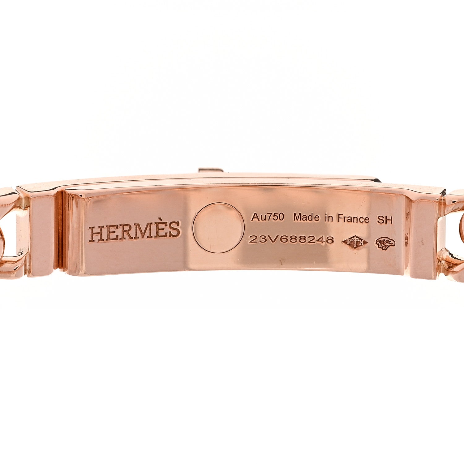 Hermes 18K Rose Gold Diamond PM Kelly Gourmette Bracelet SH 3 of 4