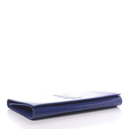 Saint Laurent Patent Calfskin Monogram Large Belle De Jour Clutch Royal Blue 4 of 9