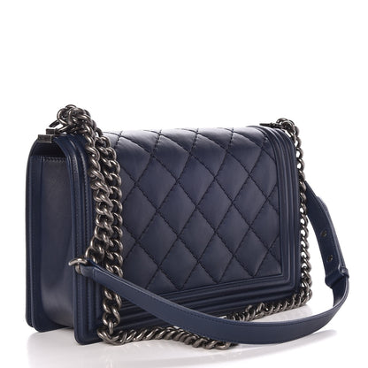 Chanel Calfskin Double Stitch New Medium Boy Flap Marine 3 of 10