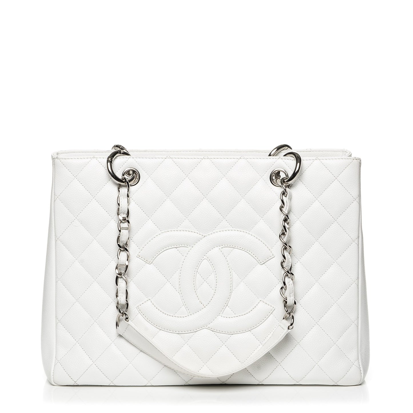 Caviar Quilted Grand Shopping Tote GST White