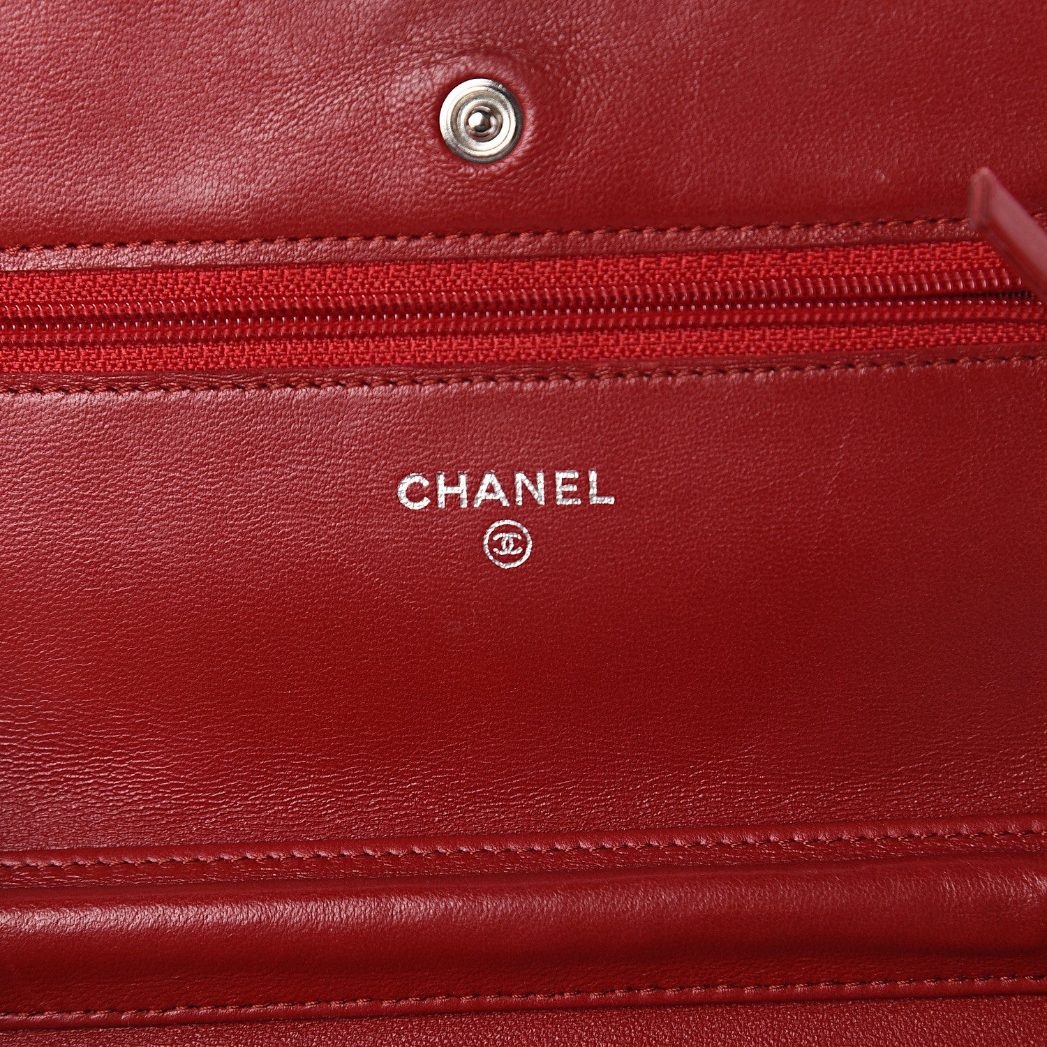 Chanel Lambskin Quilted Wallet On Chain WOC Red 5 of 9