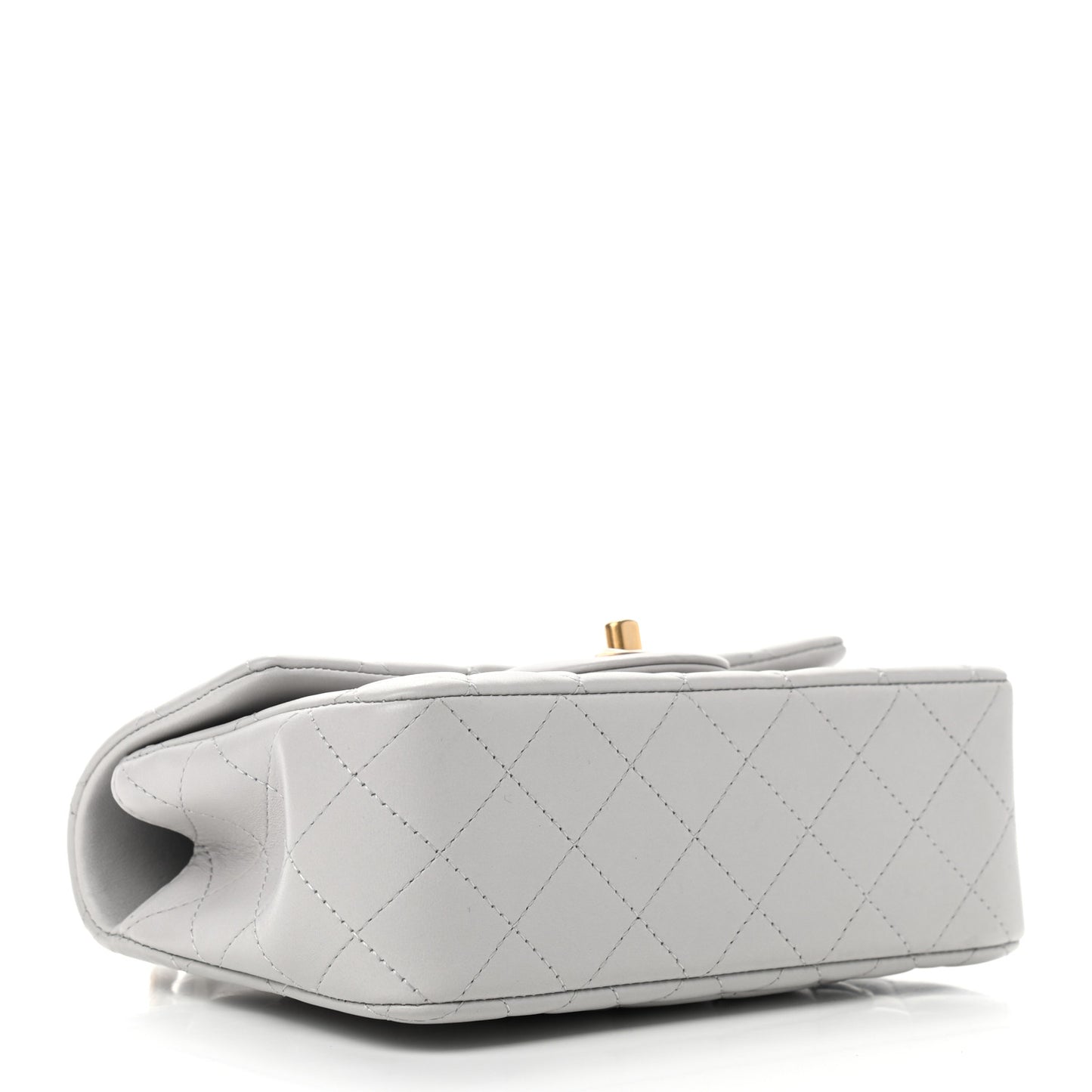 Lambskin Quilted Mini Top Handle Rectangular Flap Grey