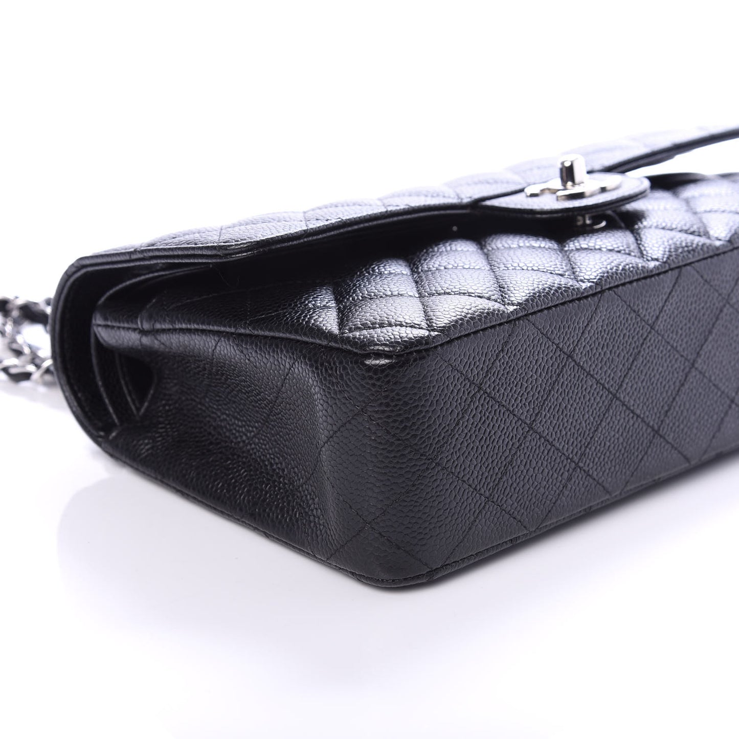 Caviar Quilted Medium Double Flap Black