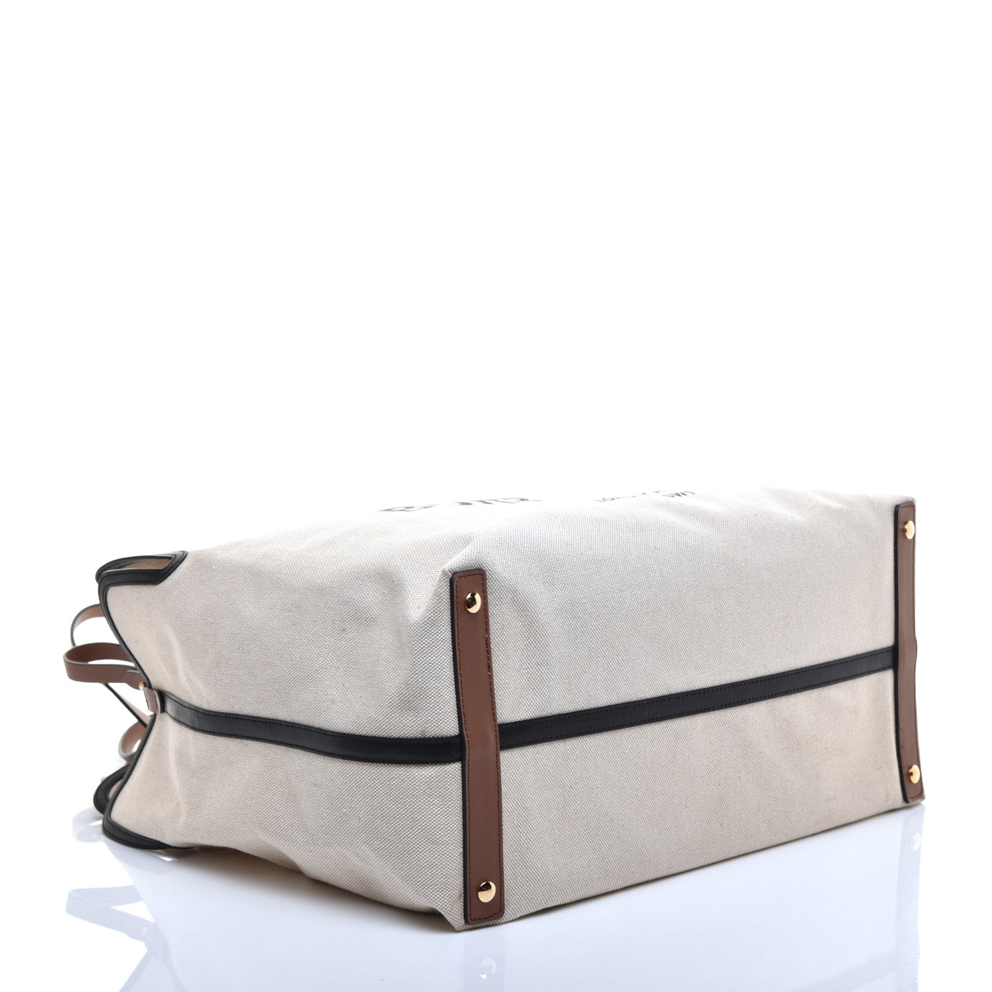 Cotton Canvas Calfskin Large Soft Belted Tote Bag Natural