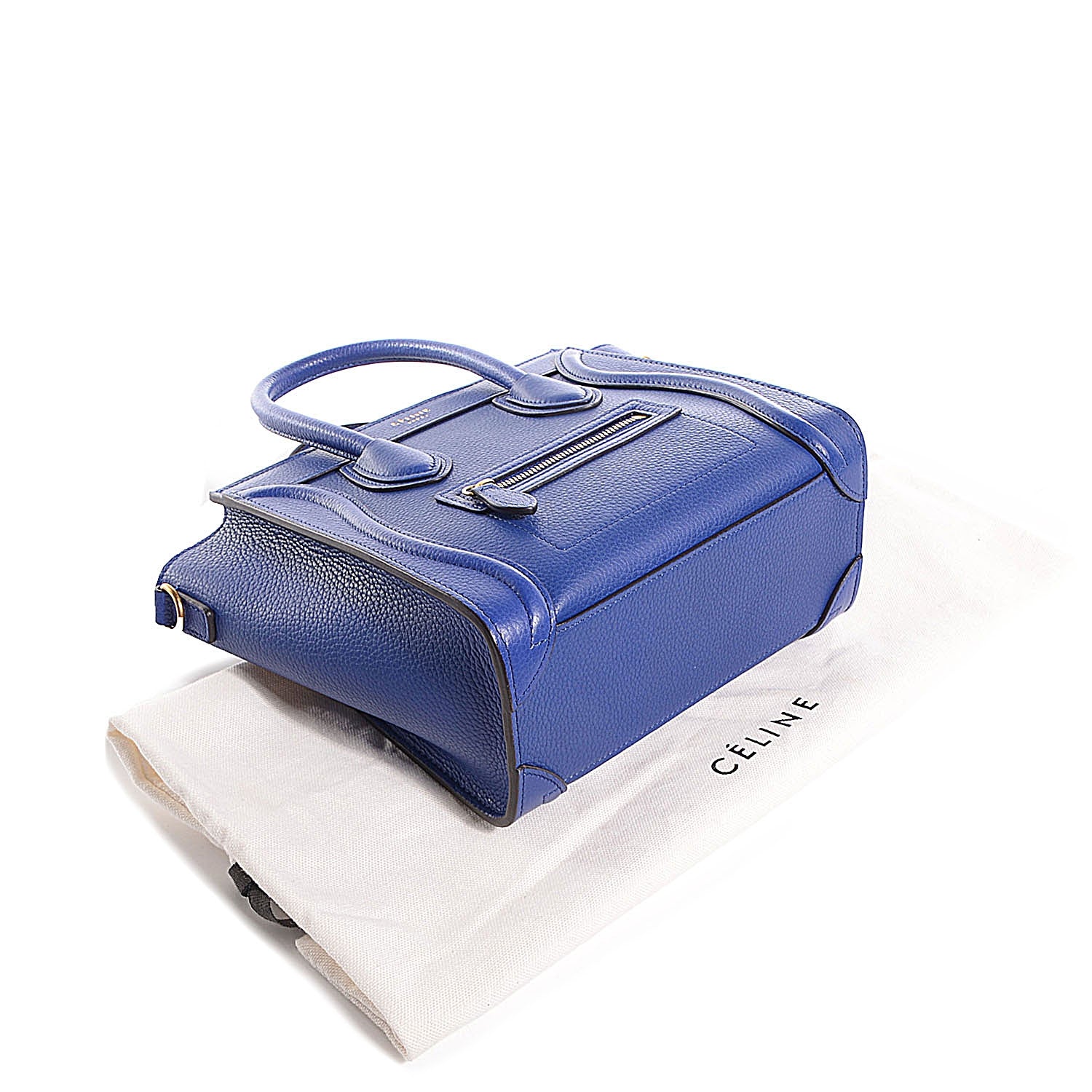 Celine Drummed Calfskin Nano Luggage Indigo 4 of 7