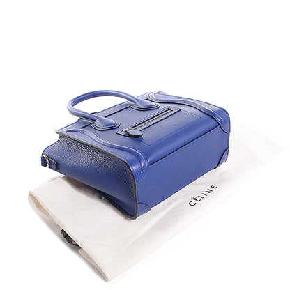 Celine Drummed Calfskin Nano Luggage Indigo 4 of 7