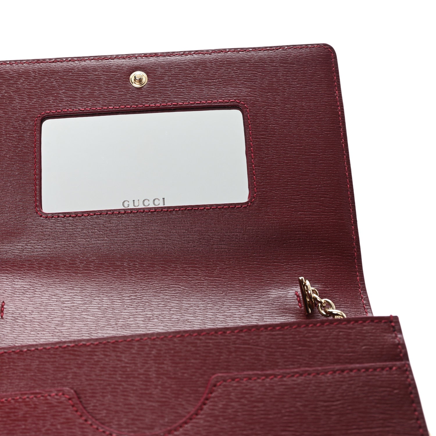 Gucci Textured Calfskin Script Logo Wallet On Chain Rosso Ancora 6 of 10