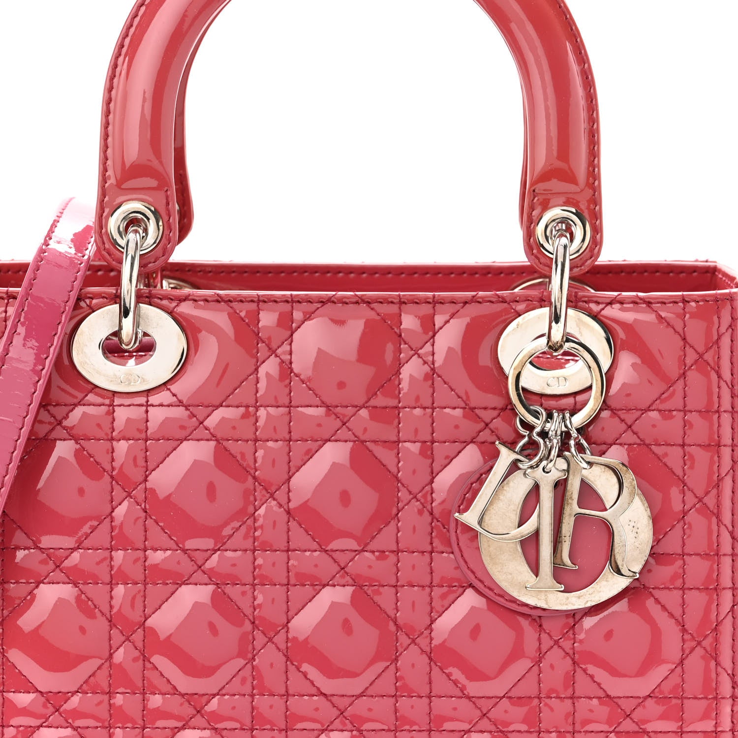 Christian Dior Patent Cannage Medium Lady Dior Pink 7 of 11