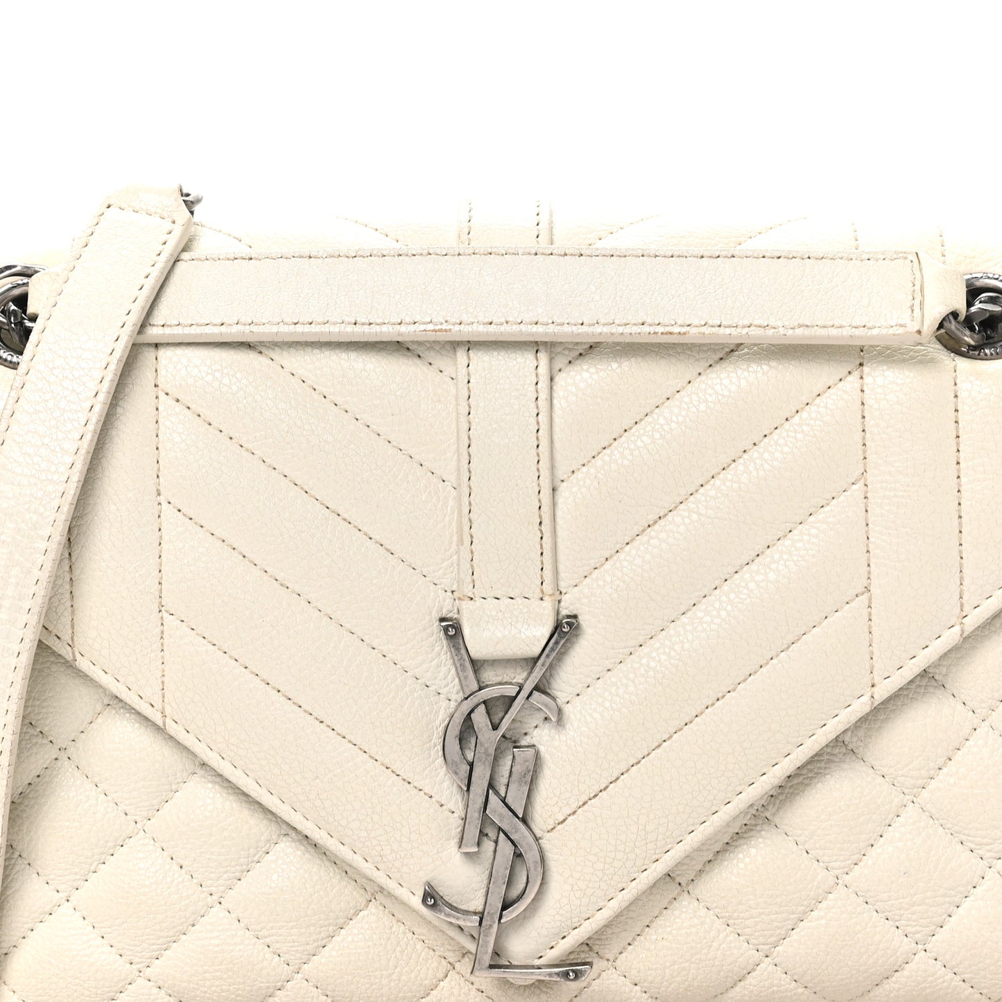 Sheepskin Medium Tri-Quilt College Monogram Satchel Porcellana