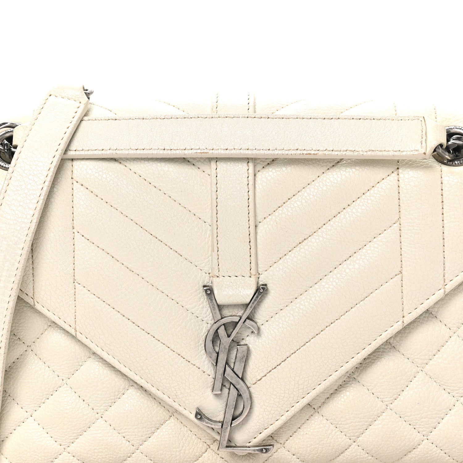 Saint Laurent Sheepskin Medium Tri-Quilt College Monogram Satchel Porcellana 7 of 10