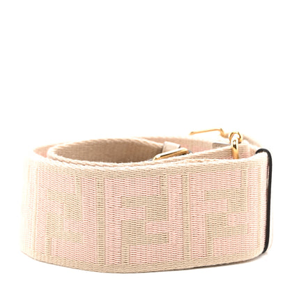 Fendi Jacquard Ribbon Vitello King FF Bi-Color Intreccio Adjustable Strap You Beige Pink 2 of 4