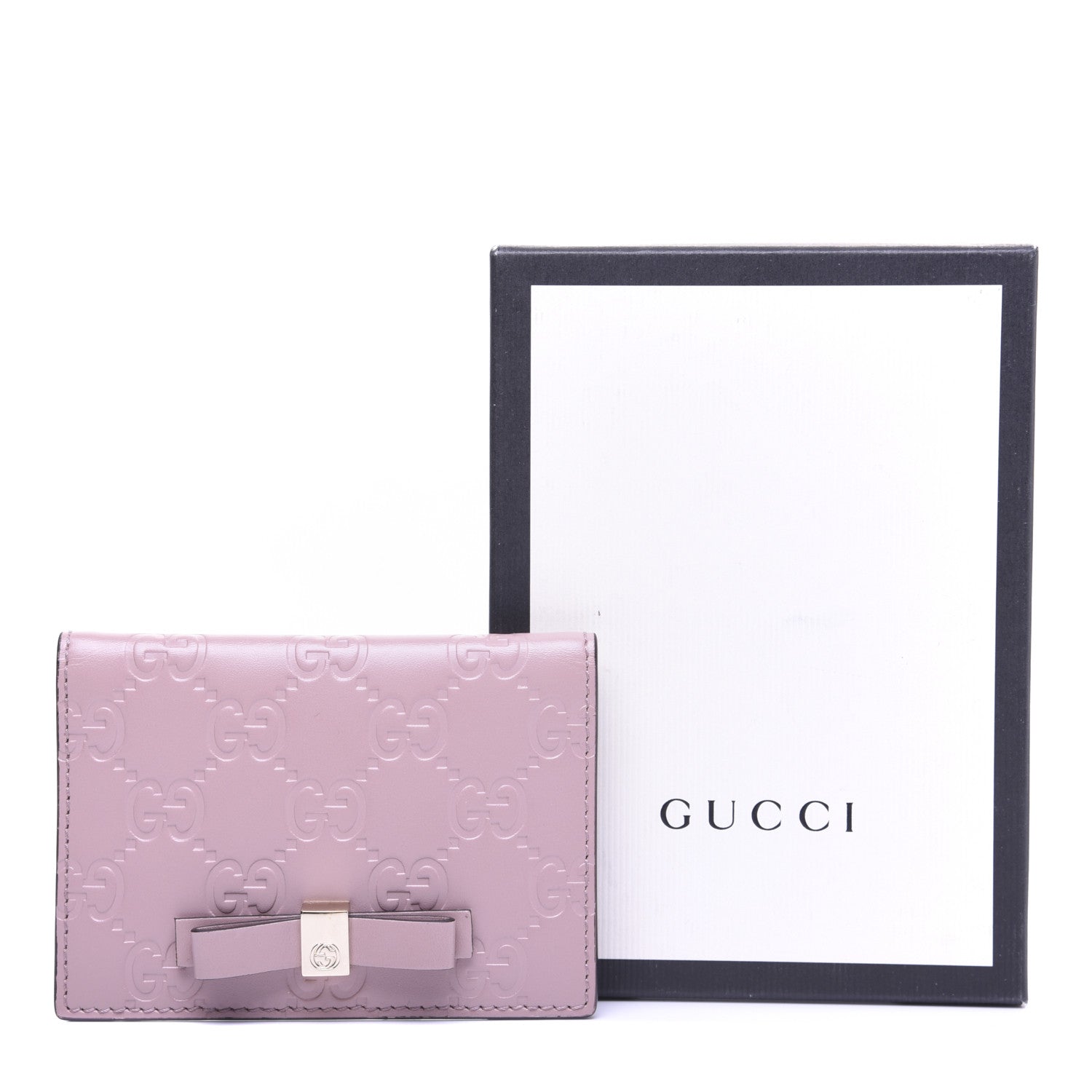 Gucci Guccissima Bow Train Pass Case Soft Pink 10 of 11