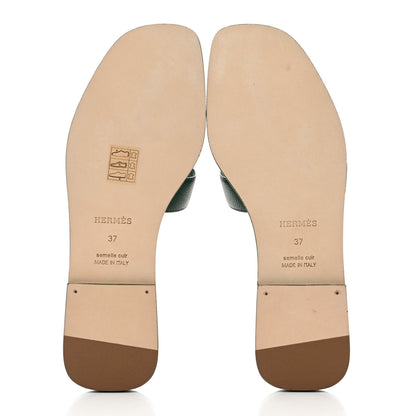 Hermes Epsom Oran Sandals 37 Vert Cactus 5 of 9